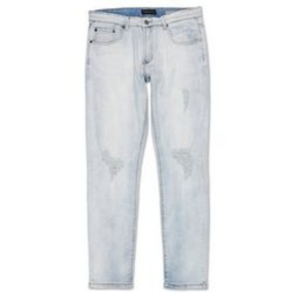 Aeropostale Men's Distressed Max Stretch Skinny Jeans Light Blue Sz 38"x30" NEW - Picture 3 of 5